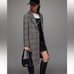All Saints Black and Gray Pea Coat